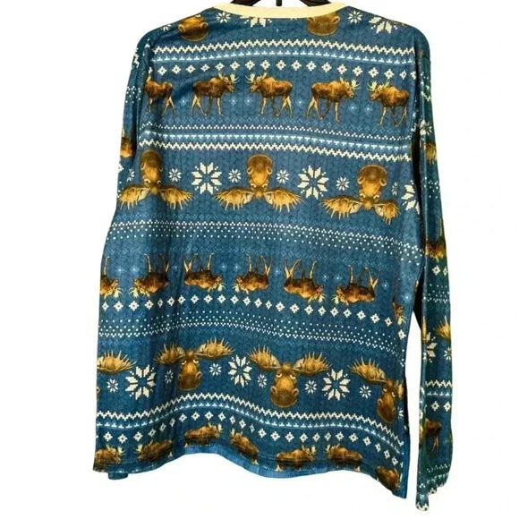 Men's Briefly Stated Moose Ugly Christmas Pajama Top XL Blue - Picture 6 of 6